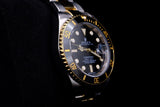 ROLEX SUBMARINER DATE 40MM TWO-TONE STAINLESS STEEL & 18K YELLOW GOLD BLACK DIAL BLACK BEZEL OYSTER BRACELET 16613LN