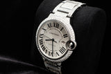 CARTIER BALLON BLEU 42MM ICED OUT CUSTOM DIAMOND STAINLESS STEEL WATCH W69012Z4