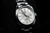 ROLEX DATEJUST 36MM STAINLESS STEEL SILVER TUXEDO DIAL ROULETTE DATE SMOOTH BEZEL OYSTER BRACELET 116200
