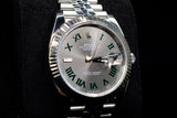 ROLEX DATEJUST 41MM OYSTERSTEEL & 18K WHITE GOLD SLATE WIMBLEDON DIAL FLUTED BEZEL JUBILEE 126334