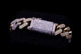 10K TWO-TONE GOLD 13.20 CTW PAVÉ DIAMOND CUBAN & GUCCI LINK BRACELET 8"