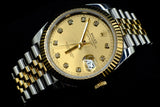 ROLEX DATEJUST 41MM TWO-TONE YELLOW GOLD STAINLESS STEEL FACTORY CHAMPAGNE DIAMOND DIAL FLUTED BEZEL JUBILEE 126333