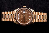 ROLEX DAY-DATE PRESIDENT 40MM 18K EVEROSE GOLD CHOCOLATE HONEYCOMB DIAL FLUTED BEZEL 228235