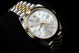 ROLEX DATEJUST 41MM STAINLESS STEEL & 18K YELLOW GOLD SILVER DIAL FLUTED BEZEL JUBILEE BRACELET 126333