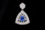 14K WHITE GOLD 1.40 CTW TRILLION-CUT TANZANITE & DIAMOND PENDANT