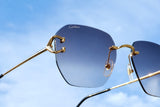 CARTIER SPLIT C CT0394S-001 RIMLESS SUNGLASSES 58MM GOLD-TONE GREY GRADIENT FACTORY LENSES