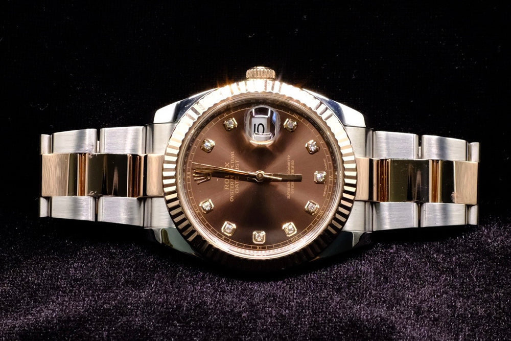 ROLEX デイトジャスト　ウーリ ROLEX DATEJUST 41MM 18K EVEROSE GOLD & STEEL CHOCOLATE DIAMOND