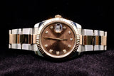 ROLEX DATEJUST 41MM 18K EVEROSE GOLD & STEEL CHOCOLATE DIAMOND DIAL OYSTER 116231