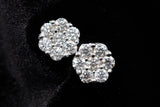 14K WHITE GOLD 3.70 CTW ROUND DIAMOND CLUSTER STUD EARRINGS
