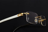CARTIER WHITE BUFFALO HORN CT0046O-001 RIMLESS EYEGLASSES 53MM GOLD-TONE