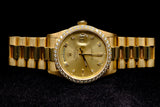 ROLEX DAY-DATE PRESIDENT 36MM 18K YELLOW GOLD CHAMPAGNE DIAMOND DIAL DIAMOND BEZEL 18348