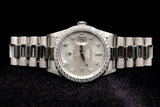 ROLEX DAY-DATE PRESIDENT 36MM PLATINUM SILVER DIAMOND DIAL DIAMOND BEZEL 18346