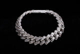 14K WHITE GOLD 24.40 CTW BAGUETTE & ROUND DIAMOND CUBAN LINK BRACELET 8"