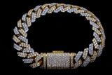 14K TWO-TONE GOLD 19.34 CTW DIAMOND CUBAN LINK BRACELET 9"