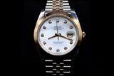 ROLEX DATEJUST 41MM TWO-TONE OYSTERSTEEL & 18K EVEROSE GOLD WHITE MOTHER-OF-PEARL DIAMOND DIAL SMOOTH BEZEL JUBILEE 126301