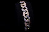 14K TWO-TONE GOLD 17.90 CTW PAVÉ DIAMOND FIGARO CUBAN LINK BRACELET 8.5"