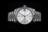 ROLEX DATEJUST 41MM OYSTERSTEEL & 18K WHITE GOLD SILVER STICK DIAL FLUTED BEZEL JUBILEE BRACELET 126334