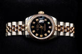 ROLEX LADY-DATEJUST 26MM OYSTERSTEEL & 18K EVEROSE GOLD BLACK DIAMOND DIAL FLUTED BEZEL JUBILEE BRACELET 179171