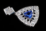 14K WHITE GOLD 1.40 CTW TRILLION-CUT TANZANITE & DIAMOND PENDANT