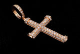 14K ROSE GOLD 1.28 CTW ROUND DIAMOND CROSS PENDANT