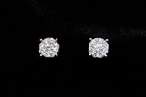 14K WHITE GOLD 1.12 CTW ROUND DIAMOND HALO CLUSTER STUD EARRINGS