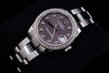 ROLEX DATEJUST 31MM STAINLESS STEEL FACTORY DIAMOND BEZEL GREY DIAMOND DIAL OYSTER BRACELET 278384RBR
