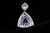 14K WHITE GOLD 1.40 CTW TRILLION-CUT TANZANITE & DIAMOND PENDANT