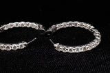 14K WHITE GOLD 4.68 CTW ROUND DIAMOND INSIDE-OUT HOOP EARRINGS 1"