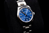 ROLEX OYSTER PERPETUAL 31MM OYSTERSTEEL BLUE STICK DIAL SMOOTH BEZEL OYSTER BRACELET 277200