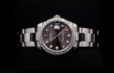 ROLEX DATEJUST 31MM STAINLESS STEEL FACTORY DIAMOND BEZEL GREY DIAMOND DIAL OYSTER BRACELET 278384RBR