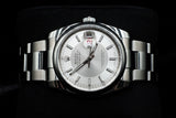ROLEX DATEJUST 36MM STAINLESS STEEL SILVER TUXEDO DIAL ROULETTE DATE SMOOTH BEZEL OYSTER BRACELET 116200