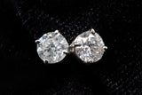 14K WHITE GOLD 1.76 CTW ROUND DIAMOND STUD EARRINGS