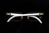 CARTIER WHITE BUFFALO HORN CT0046O-001 RIMLESS EYEGLASSES 53MM GOLD-TONE