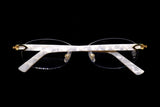 CARTIER C DÉCOR CT0056O-002 RIMLESS EYEGLASSES 52MM GOLD & PEARL WHITE