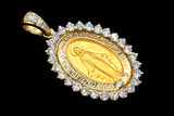 14K YELLOW GOLD 1.13 CTW DIAMOND MIRACULOUS MARY MEDAL PENDANT