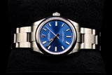 ROLEX OYSTER PERPETUAL 31MM OYSTERSTEEL BLUE STICK DIAL SMOOTH BEZEL OYSTER BRACELET 277200