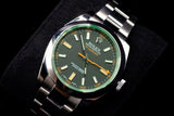 ROLEX MILGAUSS 40MM STAINLESS STEEL BLACK DIAL GREEN SAPPHIRE CRYSTAL OYSTER BRACELET 116400GV