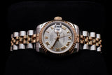 ROLEX LADY-DATEJUST 26MM OYSTERSTEEL & 18K EVEROSE GOLD SILVER ROMAN DIAL FLUTED BEZEL JUBILEE BRACELET 179171