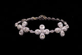14K WHITE GOLD 4.25 CTW LADIES BAGUETTE & ROUND DIAMOND FLOWER BRACELET 7"