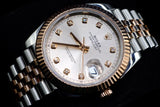 ROLEX DATEJUST 41MM TWO-TONE OYSTERSTEEL & 18K EVEROSE GOLD SUNDUST DIAMOND DIAL FLUTED BEZEL JUBILEE 126331