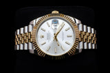 ROLEX DATEJUST 41MM STAINLESS STEEL & 18K YELLOW GOLD SILVER DIAL FLUTED BEZEL JUBILEE BRACELET 126333