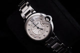 CARTIER BALLON BLEU 33MM STAINLESS STEEL SILVER DIAMOND DIAL AUTOMATIC WE902074