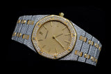 AUDEMARS PIGUET ROYAL OAK 33MM STAINLESS STEEL & 18K YELLOW GOLD CHAMPAGNE DIAL CUSTOM DIAMOND 56303SA