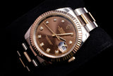 ROLEX DATEJUST 41MM 18K EVEROSE GOLD & STEEL CHOCOLATE DIAMOND DIAL OYSTER 126331