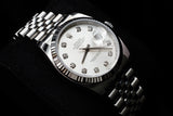 ROLEX DATEJUST 36MM STAINLESS STEEL SILVER DIAMOND DIAL FLUTED BEZEL JUBILEE BRACELET 116234