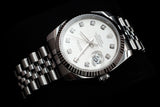 ROLEX DATEJUST 36MM STAINLESS STEEL SILVER DIAMOND DIAL FLUTED BEZEL JUBILEE BRACELET 116234