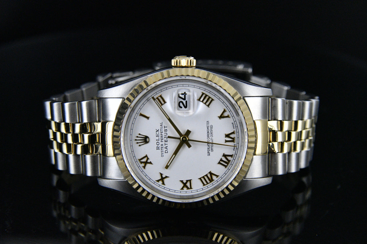 Rolex Datejust 36mm Two Tone 18K & Steel Ref. 16235 White Roman – Zeidman's
