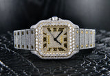 Cartier Santos 35mm Two Tone Diamond Watch Bust Down