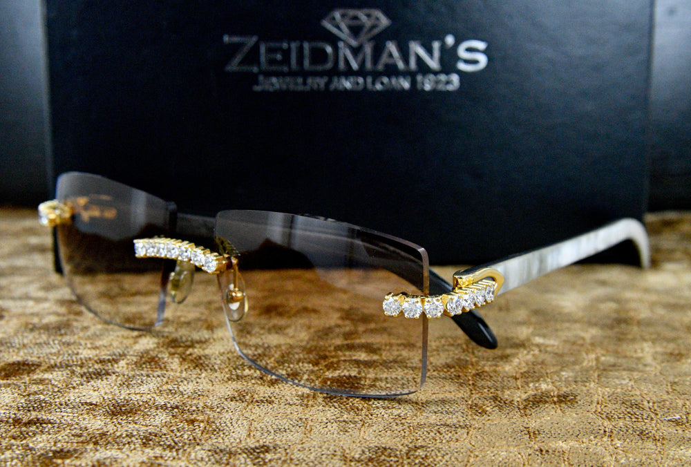 Cartier white Natural Horn Glasses with 4.20 TCW Natural Diamonds