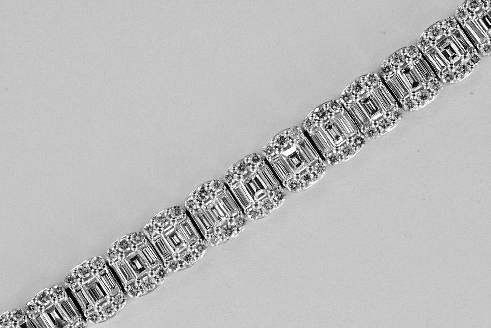 14K White Gold Men's Diamond Bracelet 11.50 TCW